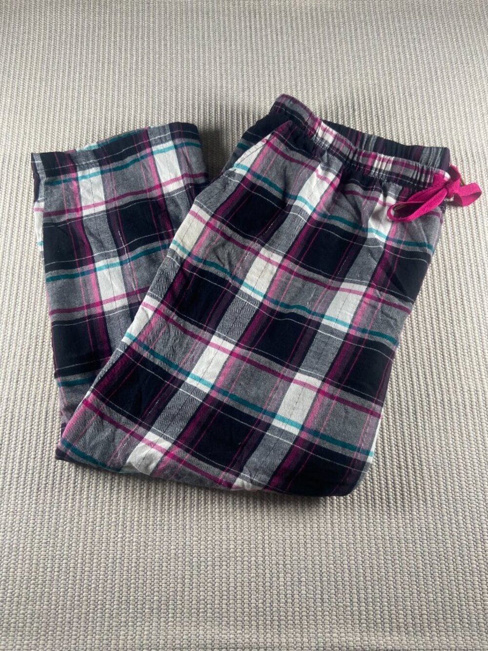 Women’s 100% Cotton Pink Gray Black Plaid Pajama/ Lounge Pants Size 2X